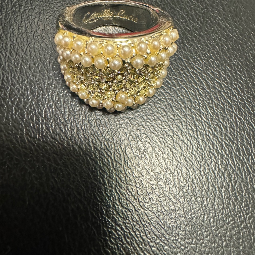 Camille Lucie crystal Swarovski and Pearl combination ring Sz 7.5 - Picture 9 of 16